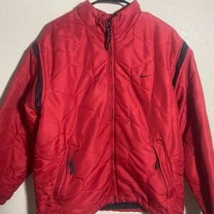 Nike Red Puffer Jacket – Size Medium | Warm & Lightweight